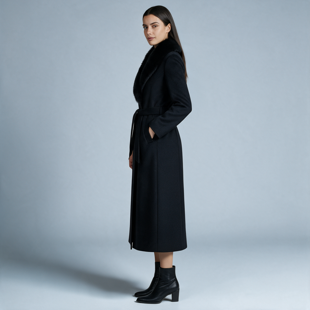ABRIGO DE LANA | CUELLO DE PIEL